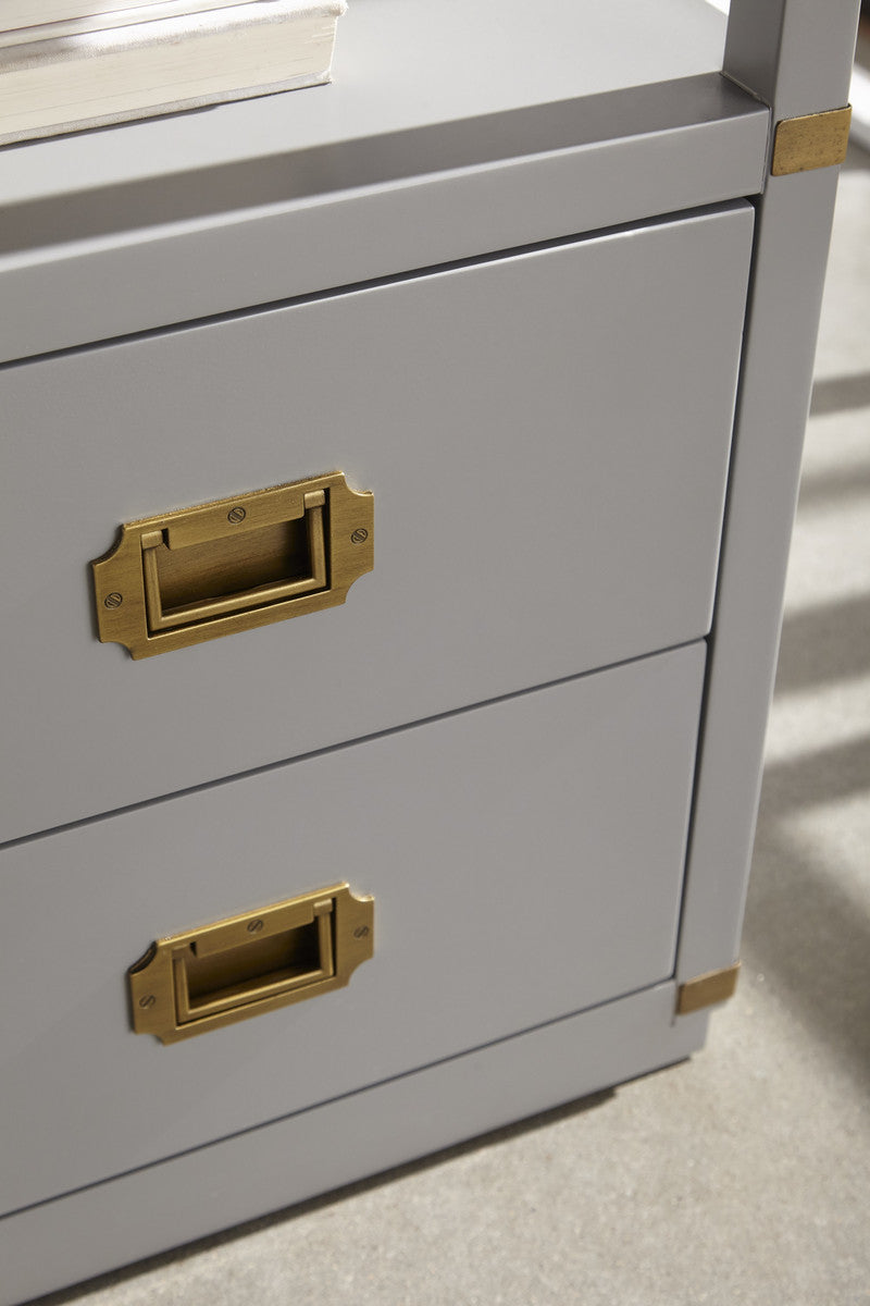 Bradley 2-Drawer Nightstand in Dove Gray, Brushed Gold from Essentials For Living - Luna Furniture