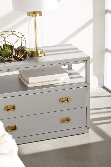 Bradley 2-Drawer Nightstand in Dove Gray, Brushed Gold from Essentials For Living - Luna Furniture