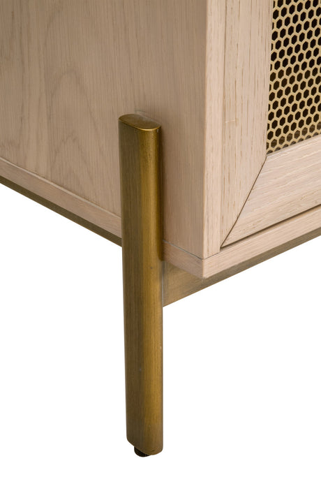 Dwell Media Sideboard in Light Honey Oak, Brushed Gold from Essentials For Living - Luna Furniture