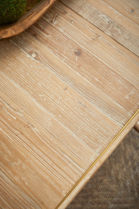 Canal Extension Dining Table in Smoke Gray Pine, Brushed Gold Inlay from Essentials For Living - Luna Furniture