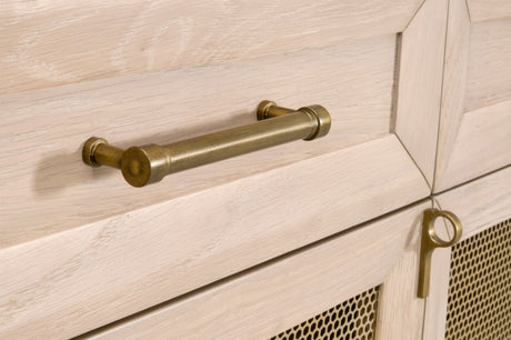 Dwell Media Sideboard in Light Honey Oak, Brushed Gold from Essentials For Living - Luna Furniture