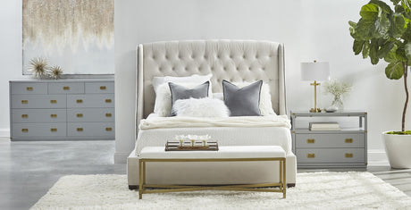 Bradley 2-Drawer Nightstand in Dove Gray, Brushed Gold from Essentials For Living - Luna Furniture