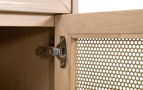 Dwell Media Sideboard in Light Honey Oak, Brushed Gold from Essentials For Living - Luna Furniture