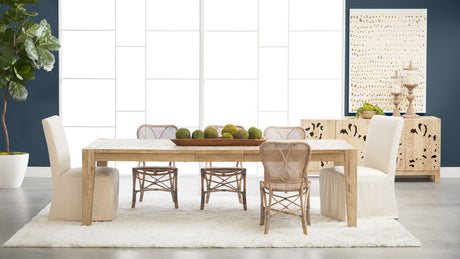 Canal Extension Dining Table in Smoke Gray Pine, Brushed Gold Inlay from Essentials For Living - Luna Furniture