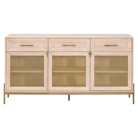 Dwell Media Sideboard in Light Honey Oak, Brushed Gold from Essentials For Living - Luna Furniture