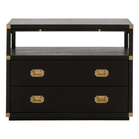 Bradley 2-Drawer Nightstand in Brushed Black Acacia, Brushed Gold from Essentials For Living - Luna Furniture