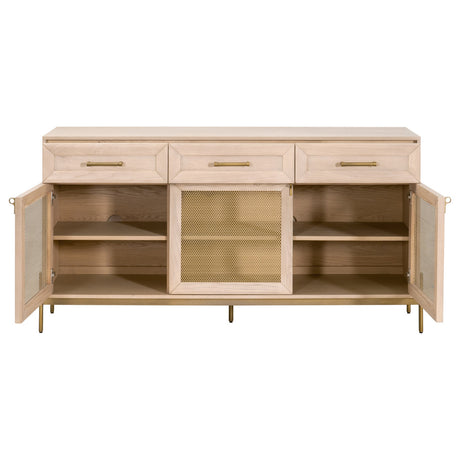 Dwell Media Sideboard in Light Honey Oak, Brushed Gold from Essentials For Living - Luna Furniture