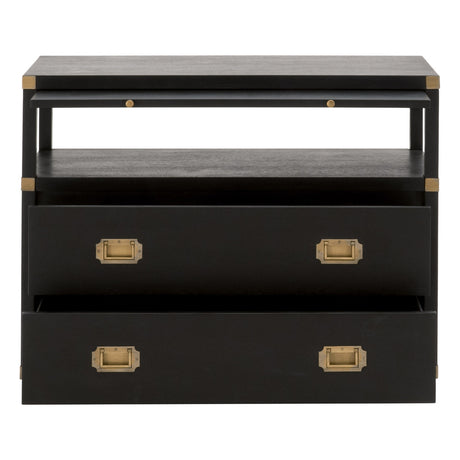 Bradley 2-Drawer Nightstand in Brushed Black Acacia, Brushed Gold from Essentials For Living - Luna Furniture