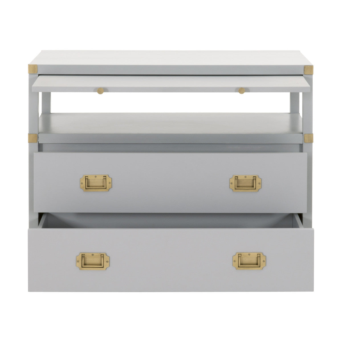 Bradley 2-Drawer Nightstand in Dove Gray, Brushed Gold from Essentials For Living - Luna Furniture