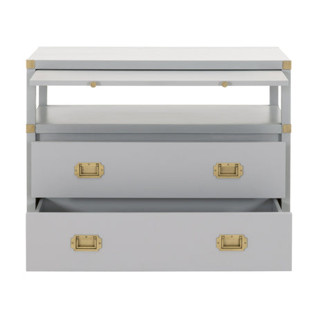 Bradley 2-Drawer Nightstand in Dove Gray, Brushed Gold from Essentials For Living - Luna Furniture