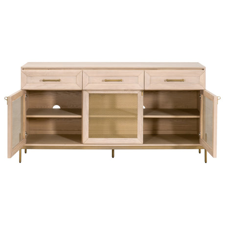 Dwell Media Sideboard in Light Honey Oak, Brushed Gold from Essentials For Living - Luna Furniture