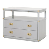 Bradley 2-Drawer Nightstand in Dove Gray, Brushed Gold from Essentials For Living - Luna Furniture