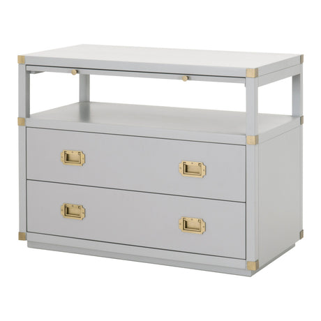 Bradley 2-Drawer Nightstand in Dove Gray, Brushed Gold from Essentials For Living - Luna Furniture
