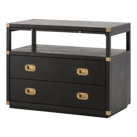 Bradley 2-Drawer Nightstand in Brushed Black Acacia, Brushed Gold from Essentials For Living - Luna Furniture
