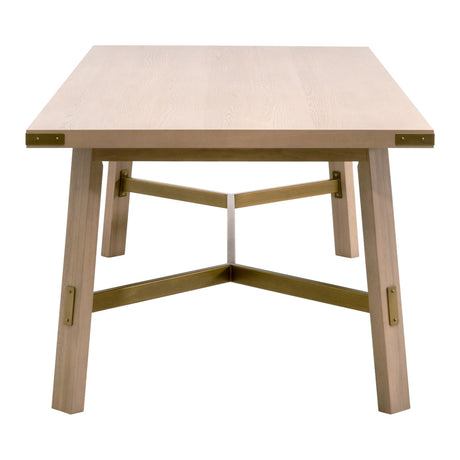 Klein Dining Table in Light Honey Oak, Brushed Gold from Essentials For Living - Luna Furniture