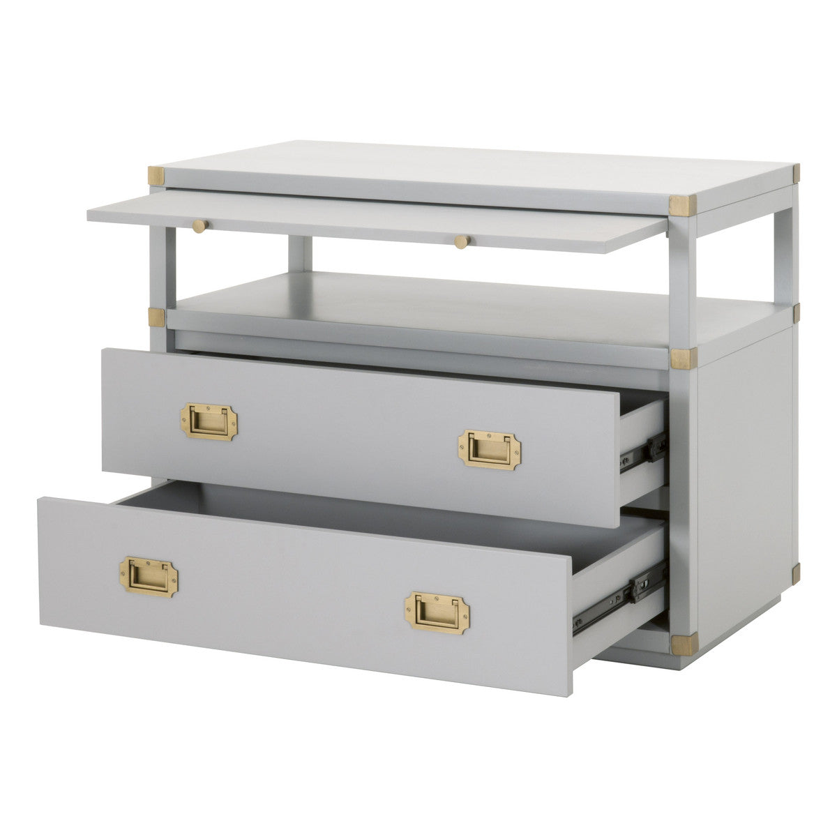 Bradley 2-Drawer Nightstand in Dove Gray, Brushed Gold from Essentials For Living - Luna Furniture