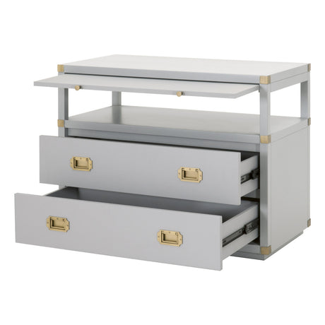 Bradley 2-Drawer Nightstand in Dove Gray, Brushed Gold from Essentials For Living - Luna Furniture