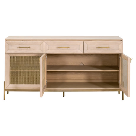 Dwell Media Sideboard in Light Honey Oak, Brushed Gold from Essentials For Living - Luna Furniture