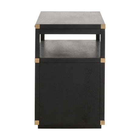 Bradley 2-Drawer Nightstand in Brushed Black Acacia, Brushed Gold from Essentials For Living - Luna Furniture