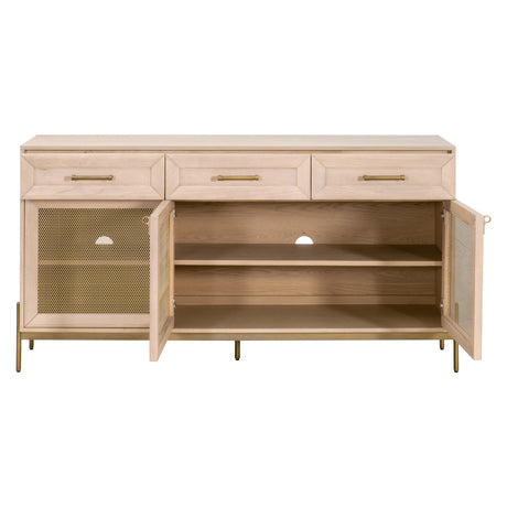 Dwell Media Sideboard in Light Honey Oak, Brushed Gold from Essentials For Living - Luna Furniture