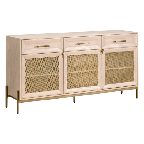 Dwell Media Sideboard in Light Honey Oak, Brushed Gold from Essentials For Living - Luna Furniture