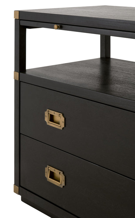 Bradley 2-Drawer Nightstand in Brushed Black Acacia, Brushed Gold from Essentials For Living - Luna Furniture