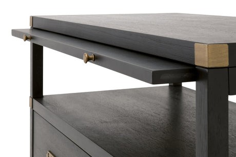 Bradley 2-Drawer Nightstand in Brushed Black Acacia, Brushed Gold from Essentials For Living - Luna Furniture