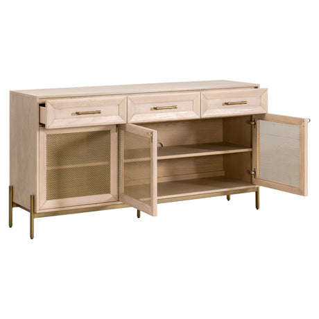 Dwell Media Sideboard in Light Honey Oak, Brushed Gold from Essentials For Living - Luna Furniture