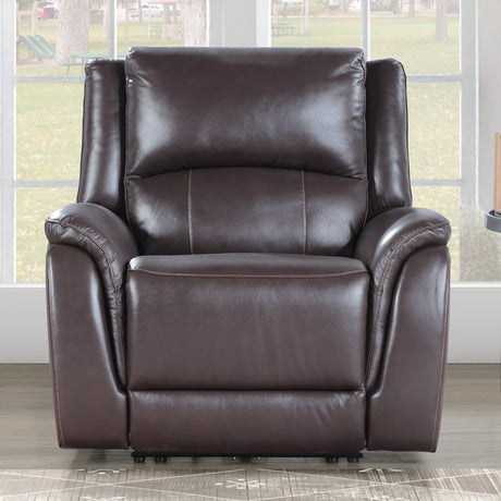Alexandria Chocolate Top-Grain Leather Power Recliner from Steve Silver - Luna Furniture