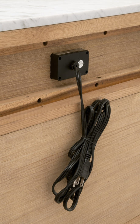 Cambria 2-Drawer Nightstand in Natural Oak, Bianco Marble, Aged Brass from Essentials For Living - Luna Furniture