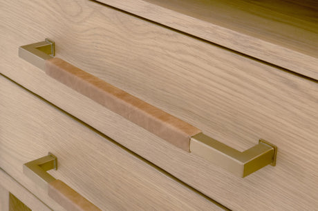 Cambria 2-Drawer Nightstand in Natural Oak, Bianco Marble, Aged Brass from Essentials For Living - Luna Furniture