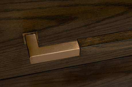 Cambria 2-Drawer Nightstand in Dutch Brown Oak, Bianco Marble, Aged Brass from Essentials For Living - Luna Furniture