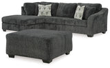 Biddeford 2-Piece Sectional with Ottoman in Shadow from Ashley - Luna Furniture