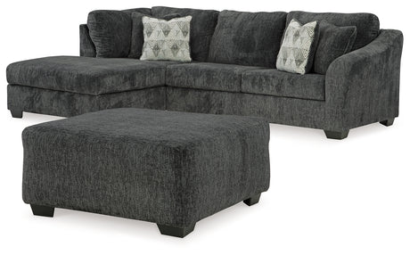 Biddeford 2-Piece Sectional with Ottoman in Shadow from Ashley - Luna Furniture