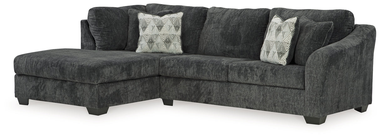 Biddeford 2-Piece Sectional with Ottoman in Shadow from Ashley - Luna Furniture