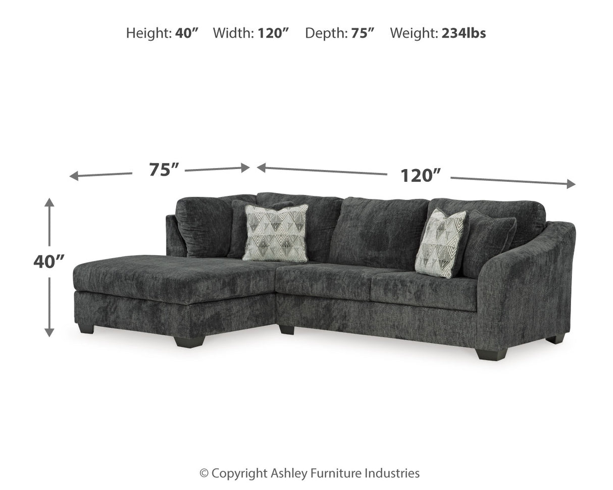 Biddeford 2-Piece Sectional with Ottoman in Shadow from Ashley - Luna Furniture