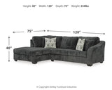 Biddeford 2-Piece Sectional with Ottoman in Shadow from Ashley - Luna Furniture