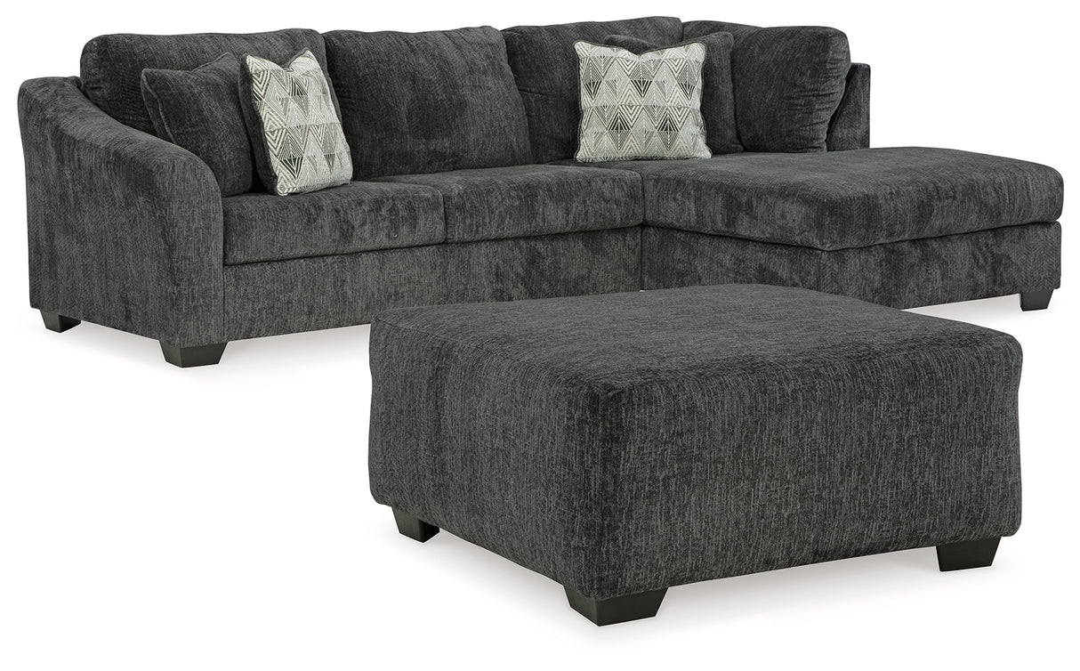 Biddeford 2-Piece Sectional with Ottoman in Shadow from Ashley - Luna Furniture