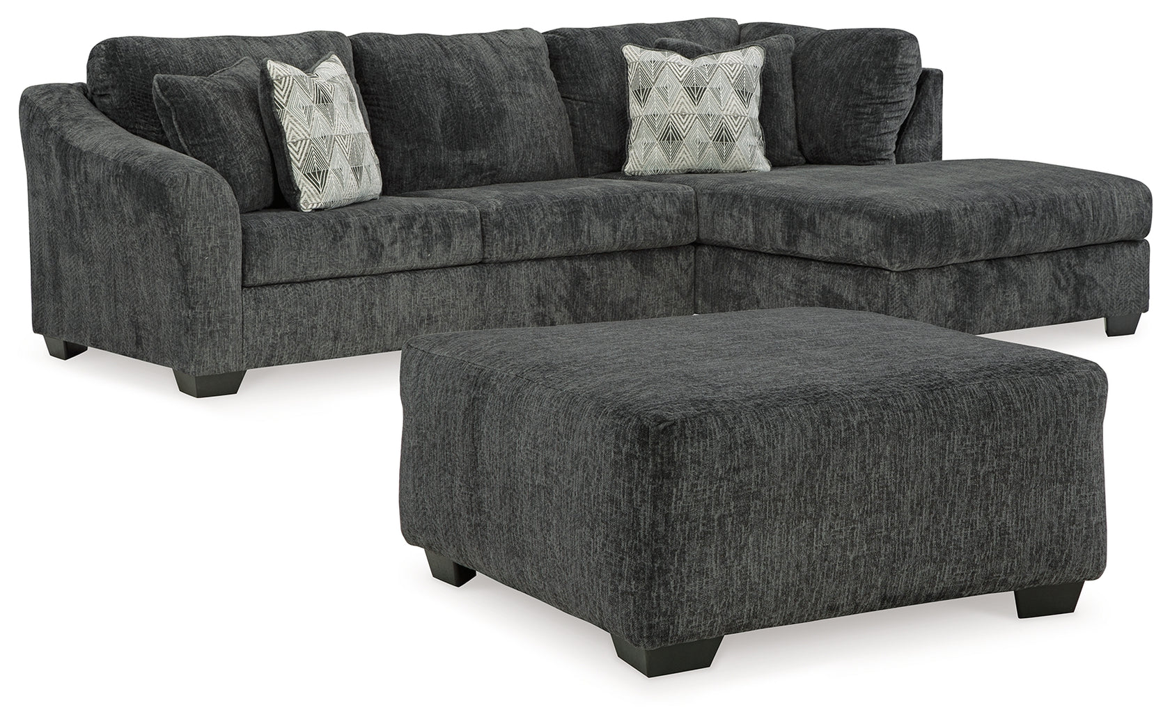 Biddeford 2-Piece Sectional with Ottoman in Shadow from Ashley - Luna Furniture