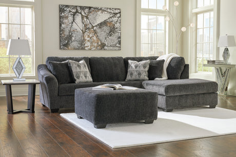Biddeford 2-Piece Sectional with Ottoman in Shadow from Ashley - Luna Furniture