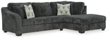 Biddeford 2-Piece Sectional with Ottoman in Shadow from Ashley - Luna Furniture