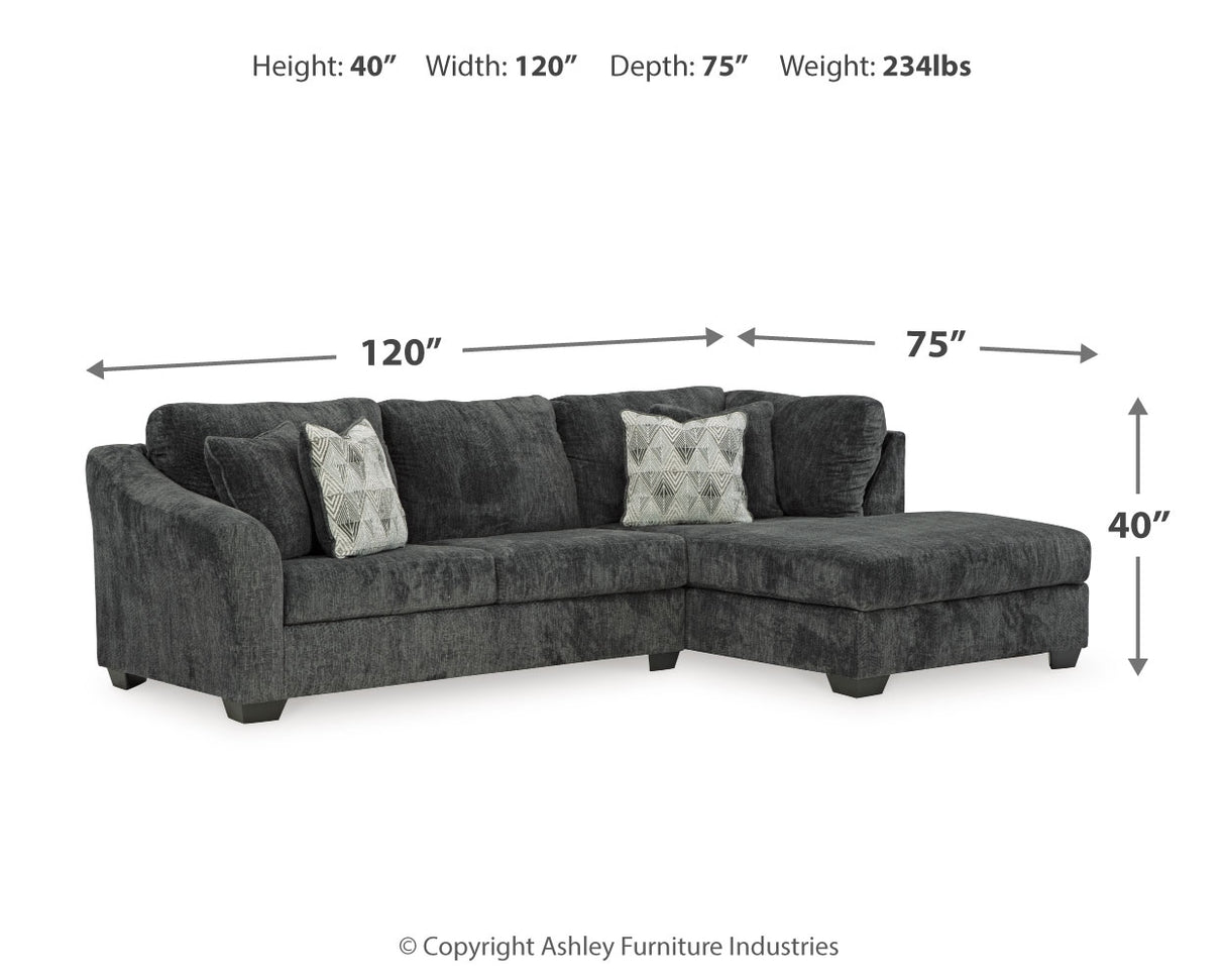 Biddeford 2-Piece Sectional with Ottoman in Shadow from Ashley - Luna Furniture