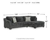 Biddeford 2-Piece Sectional with Ottoman in Shadow from Ashley - Luna Furniture