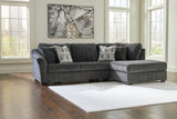 Biddeford 2-Piece Sectional with Ottoman in Shadow from Ashley - Luna Furniture
