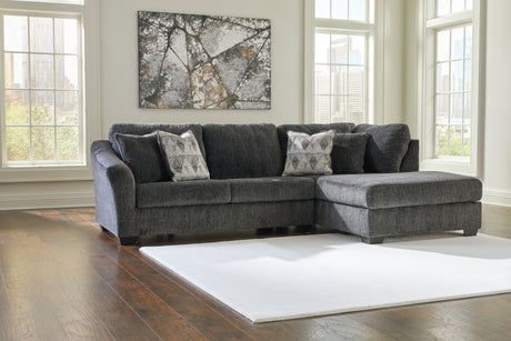 Biddeford 2-Piece Sectional with Ottoman in Shadow from Ashley - Luna Furniture