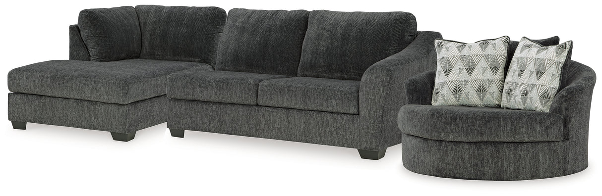 Biddeford Shadow 2-Piece Sectional and Oversized Swivel Accent Chair from Ashley - Luna Furniture