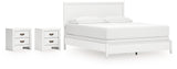 Binterglen California King Panel Bed with 2 Nightstands in White from Ashley - Luna Furniture