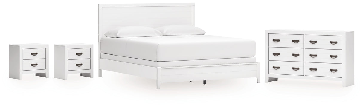 Binterglen California King Panel Bed with Dresser and 2 Nightstands in White from Ashley - Luna Furniture