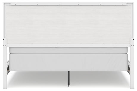 Binterglen California King Panel Bed with Mirrored Dresser and 2 Nightstands in White from Ashley - Luna Furniture