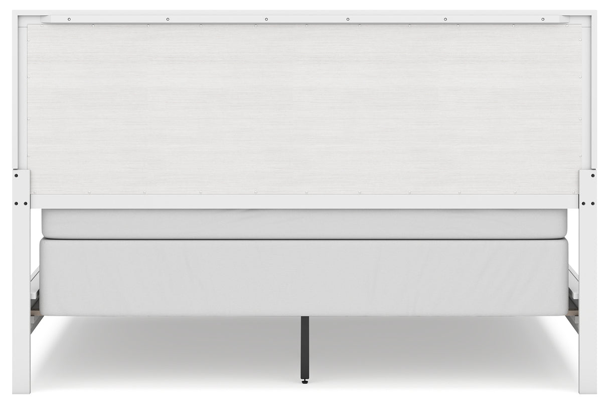 Binterglen California King Panel Bed with Mirrored Dresser and Chest in White from Ashley - Luna Furniture